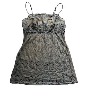 Victoria’s Secret Black Sheer Embroidered Babydoll Slip Lingerie Medium Coquette
